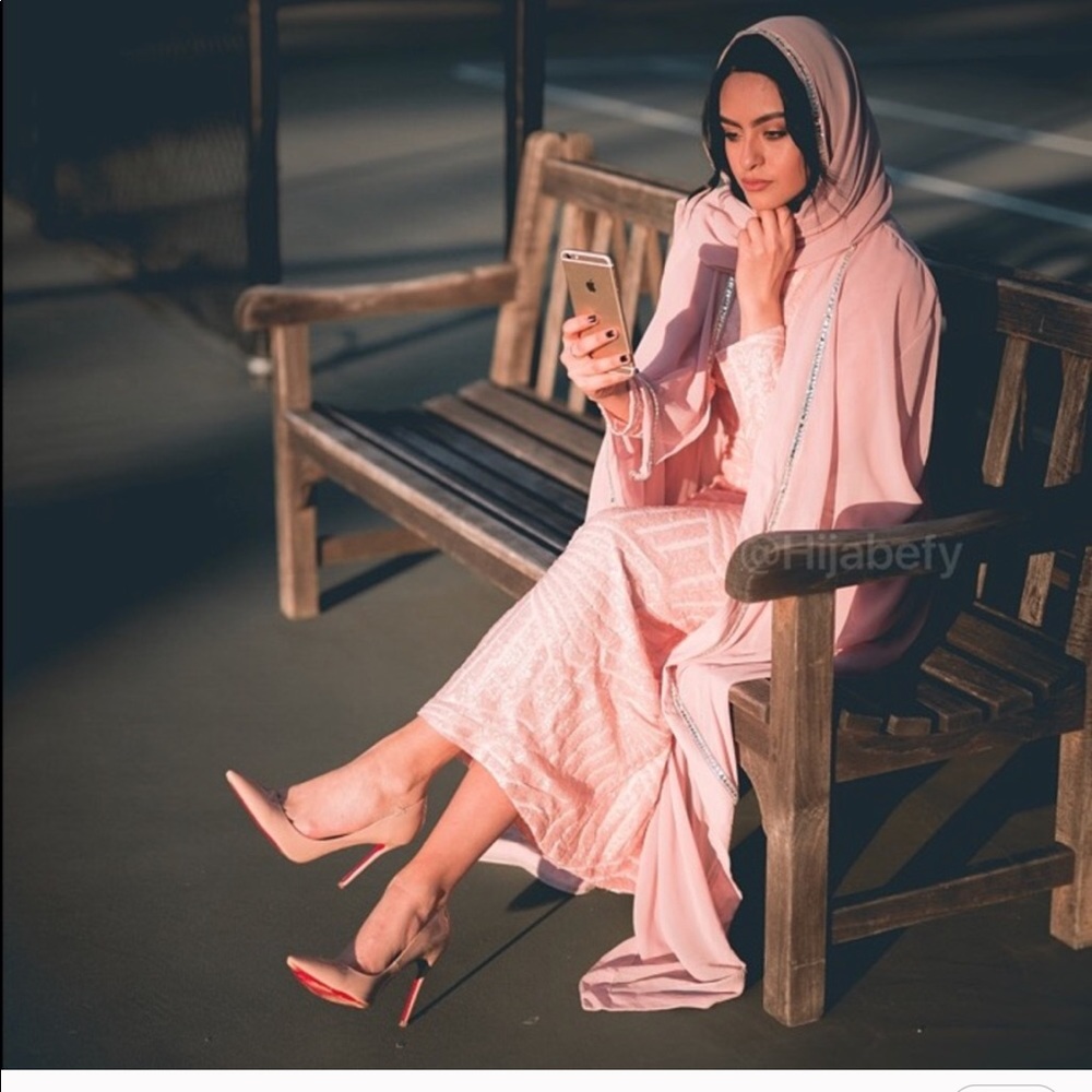 Pink sparkly abaya and hijab
